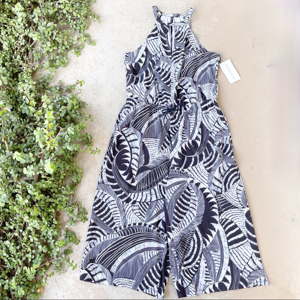Athleta Sol Printed Wide-Leg Romper Jumpsuit